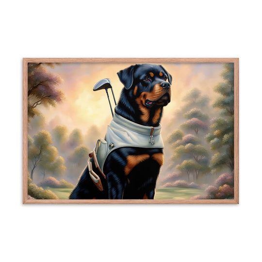 Rottweiler Golfer- Framed poster v3