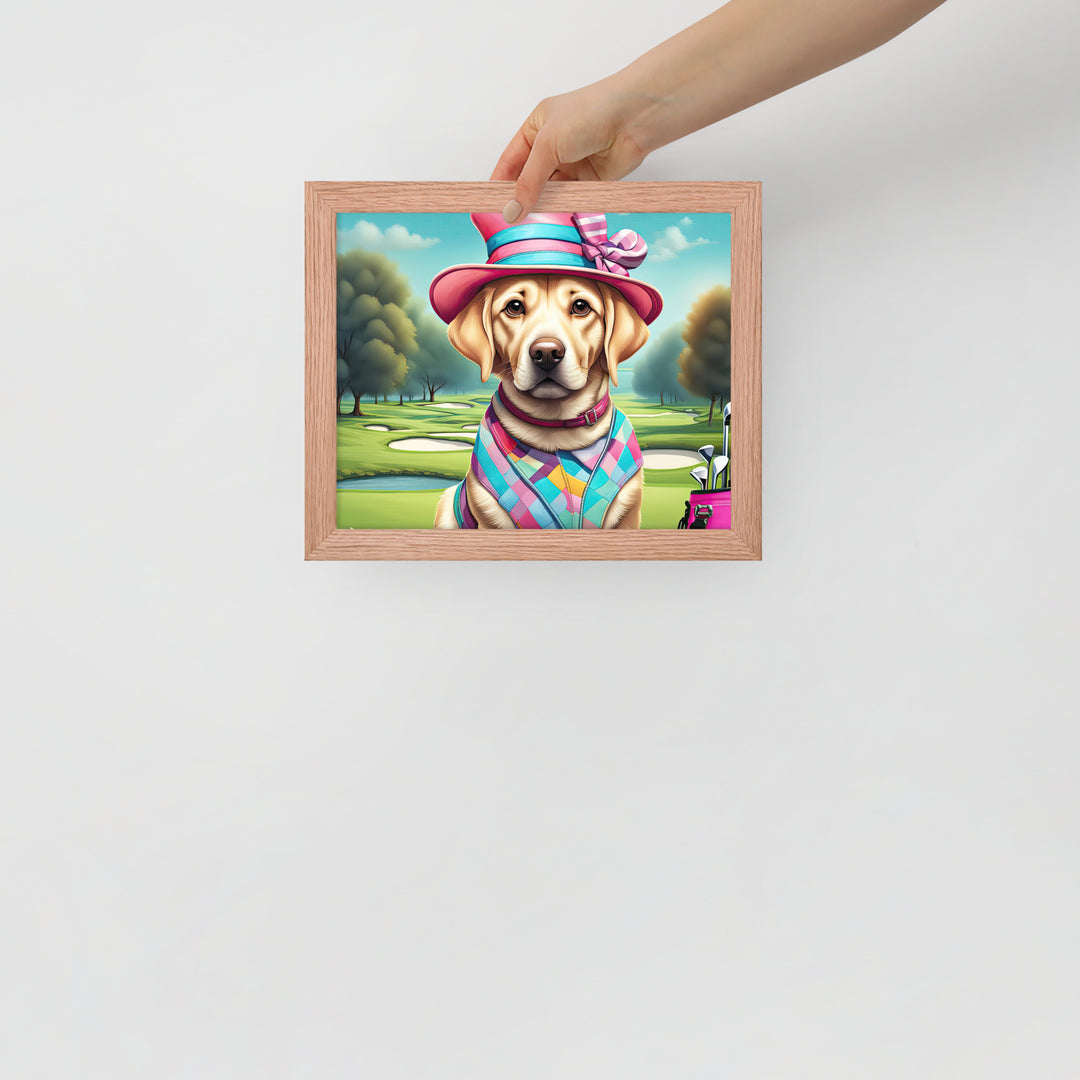 Framed poster-Labrador Retriever Golfer V9