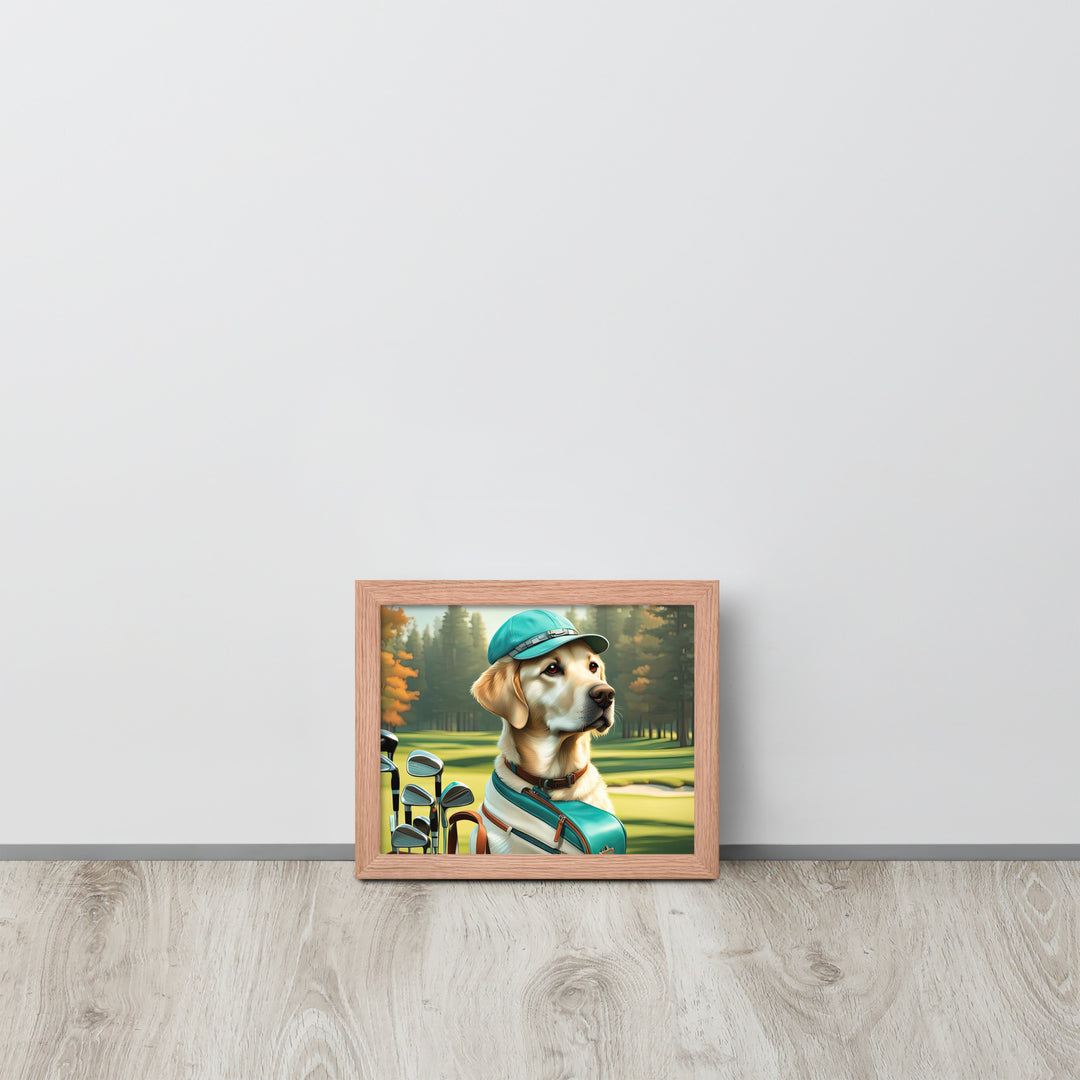 Framed poster-Labrador Retriever Golfer V10