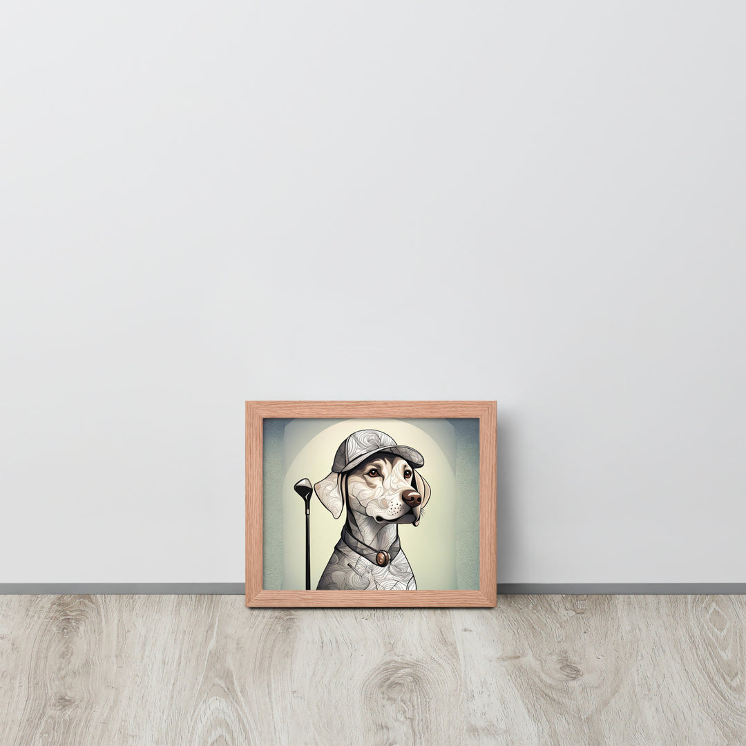 Framed poster-Labrador Retriever Golfer V22