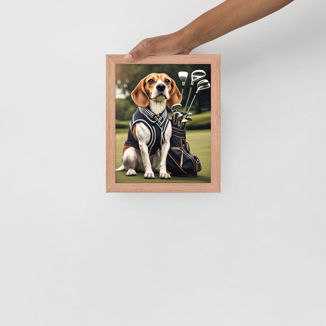 Beagle Golfer- Framed poster