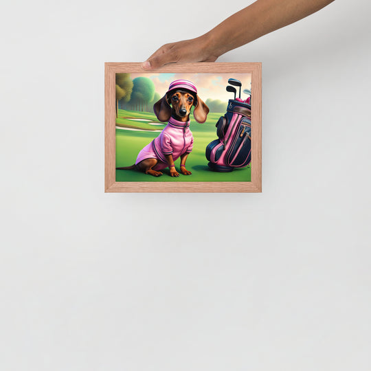 Dachshund Golfer- Framed poster v2