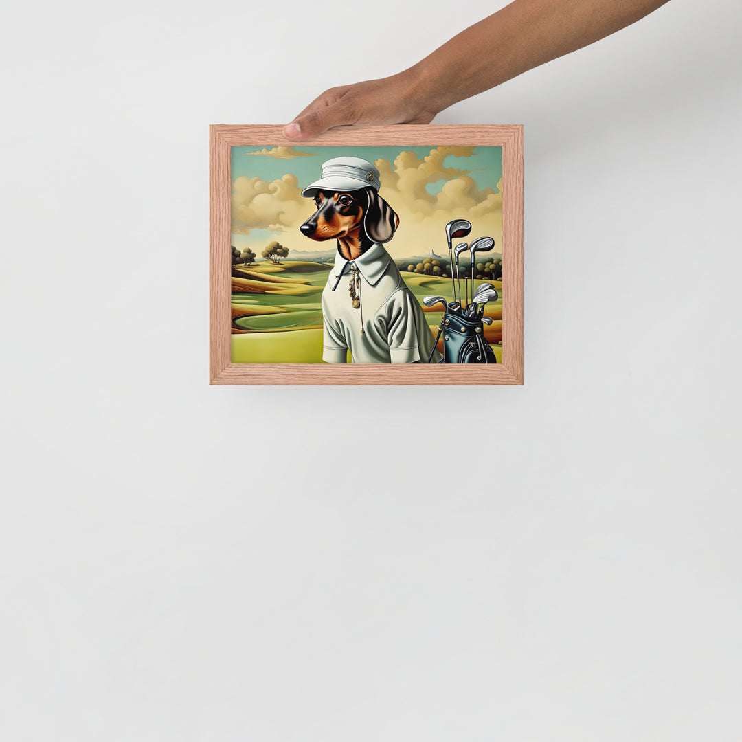 Dachshund Golfer- Framed poster v3