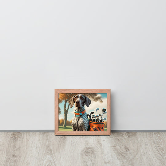 German Shorthaired Pointer Golfer- Framed poster