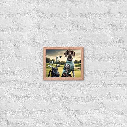 German Shorthaired Pointer Golfer- Framed poster v2