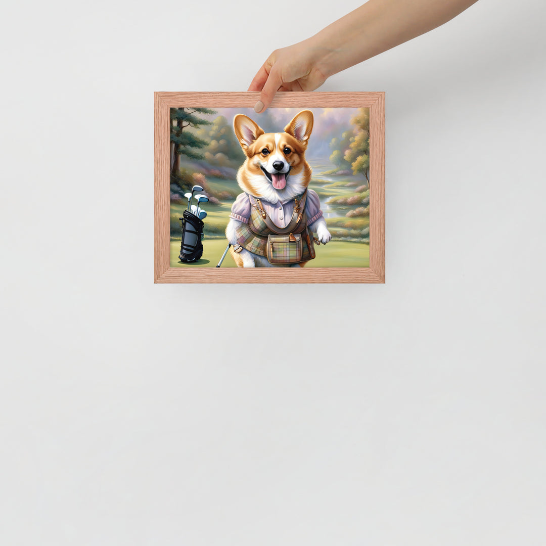 Pembroke Welsh Corgi Golfer- Framed poster v4