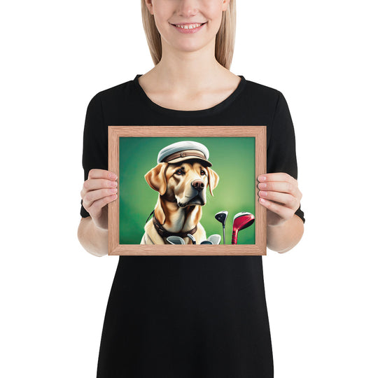 Framed poster-Labrador Retriever Golfer V3