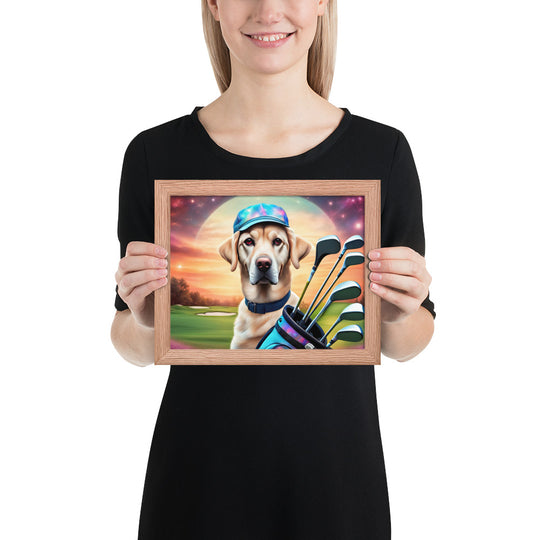 Framed poster-Labrador Retriever Golfer V13