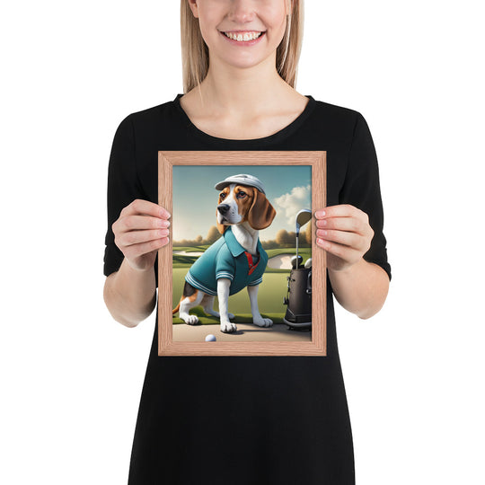 Beagle Golfer- Framed poster v2