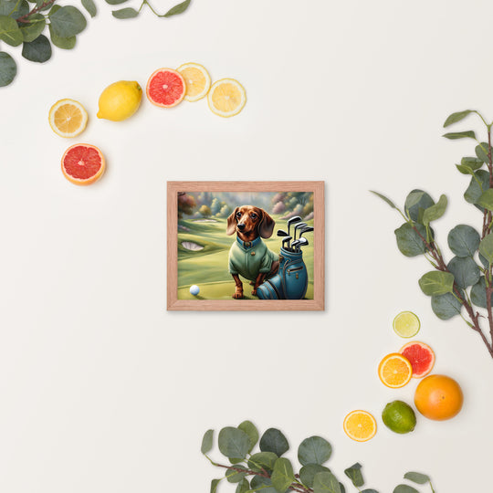 Dachshund Golfer- Framed poster