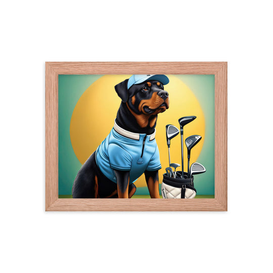 Rottweiler Golfer- Framed poster v2