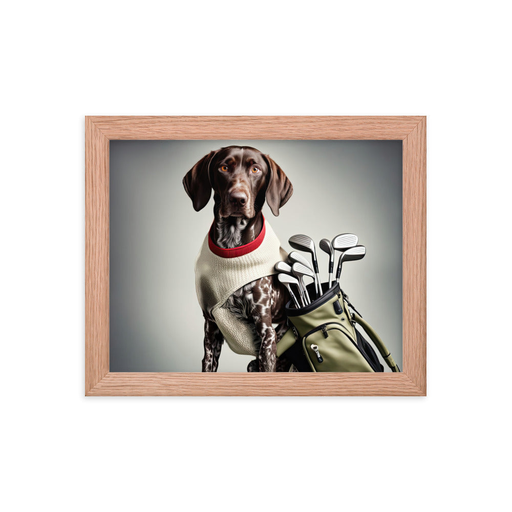 German Shorthaired Pointer Golfer- Framed poster v4