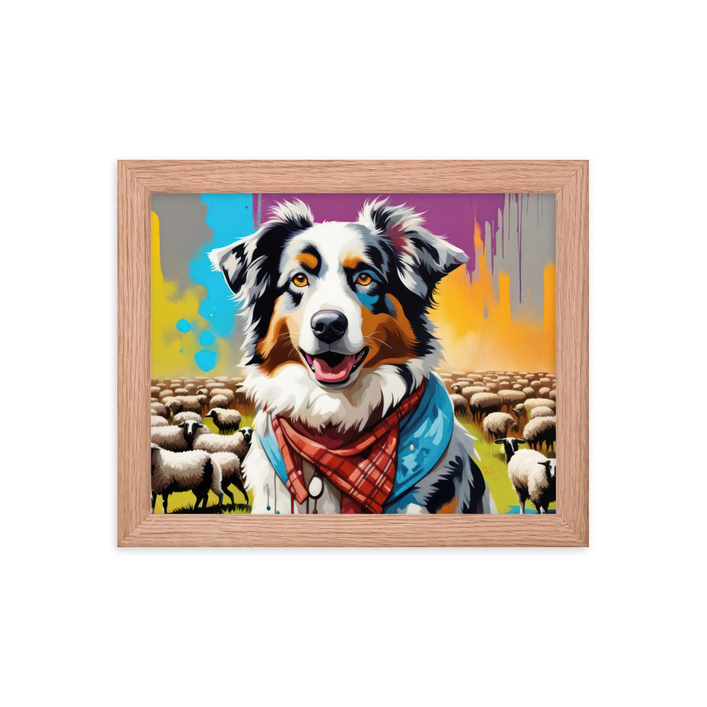 Australian Shepherd- Framed poster v3