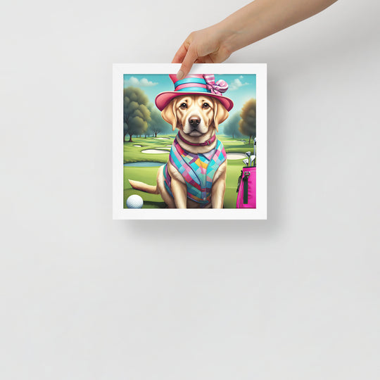 Framed poster-Labrador Retriever Golfer V9