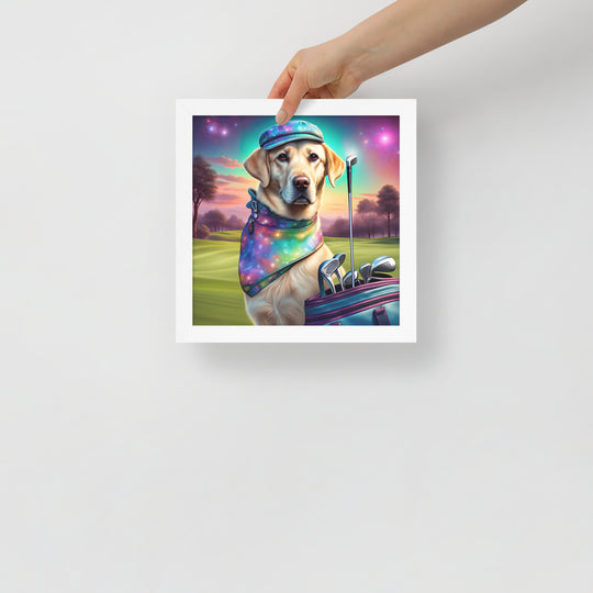 Framed poster-Labrador Retriever Golfer V21