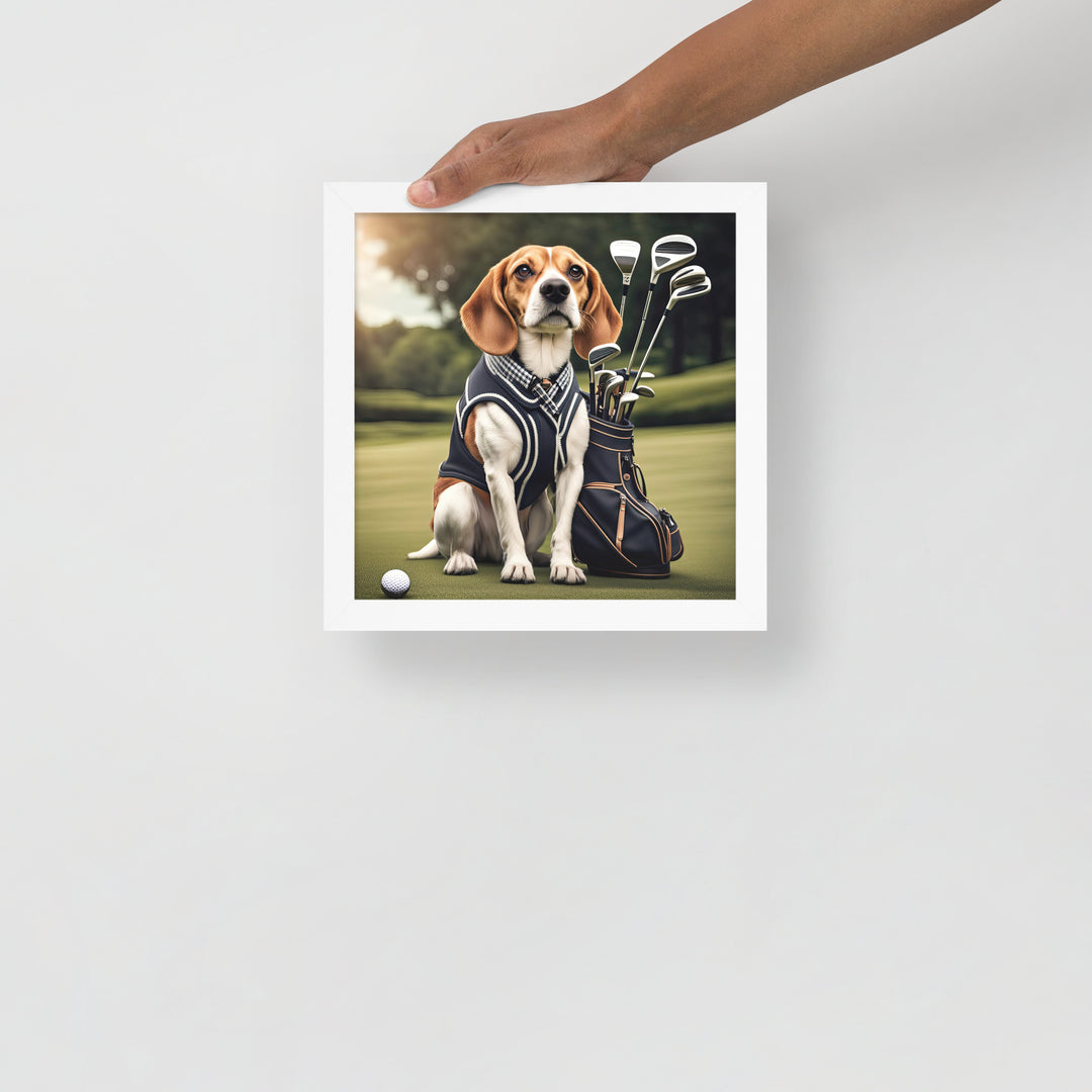 Beagle Golfer- Framed poster