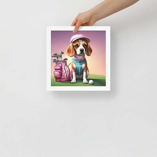 Beagle Golfer- Framed poster v3