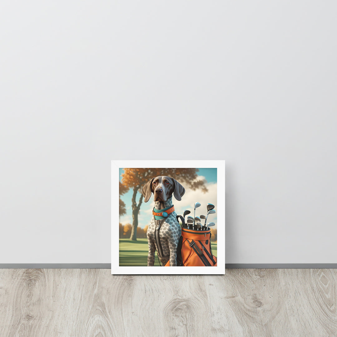 German Shorthaired Pointer Golfer- Framed poster