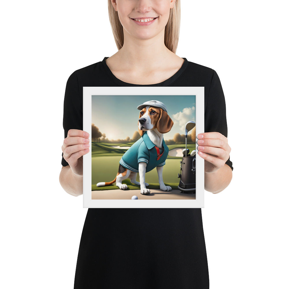 Beagle Golfer- Framed poster v2