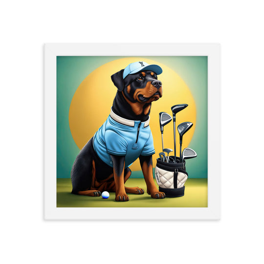 Rottweiler Golfer- Framed poster v2