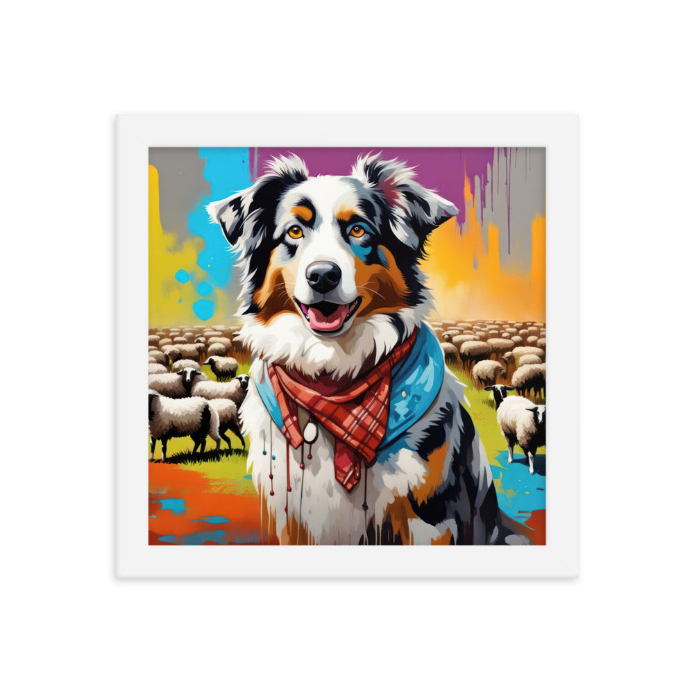 Australian Shepherd- Framed poster v3