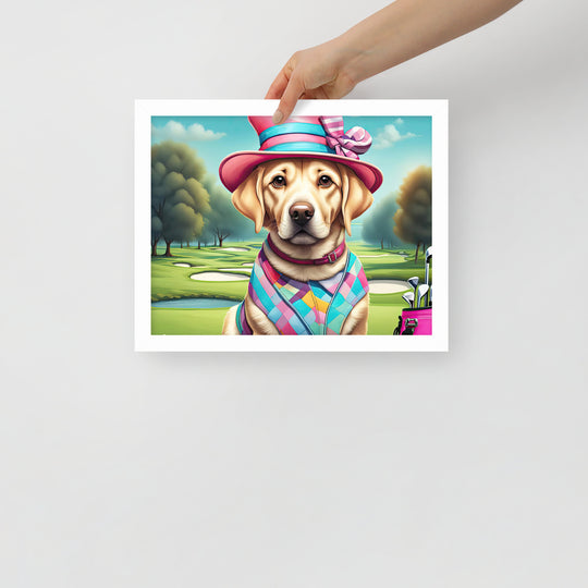 Framed poster-Labrador Retriever Golfer V9