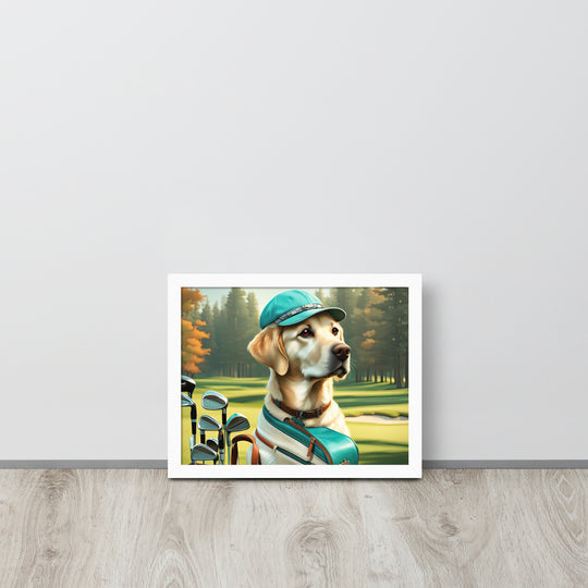 Framed poster-Labrador Retriever Golfer V10