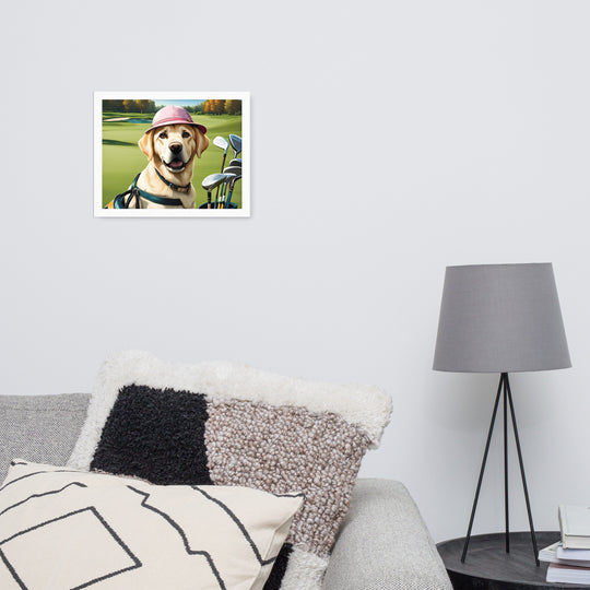 Framed poster-Labrador Retriever Golfer V19