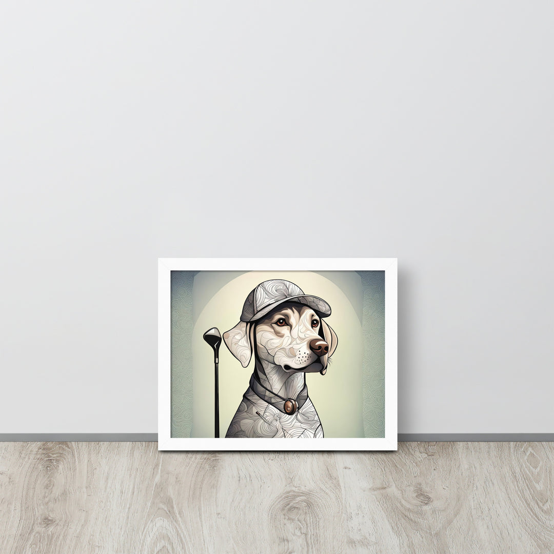 Framed poster-Labrador Retriever Golfer V22