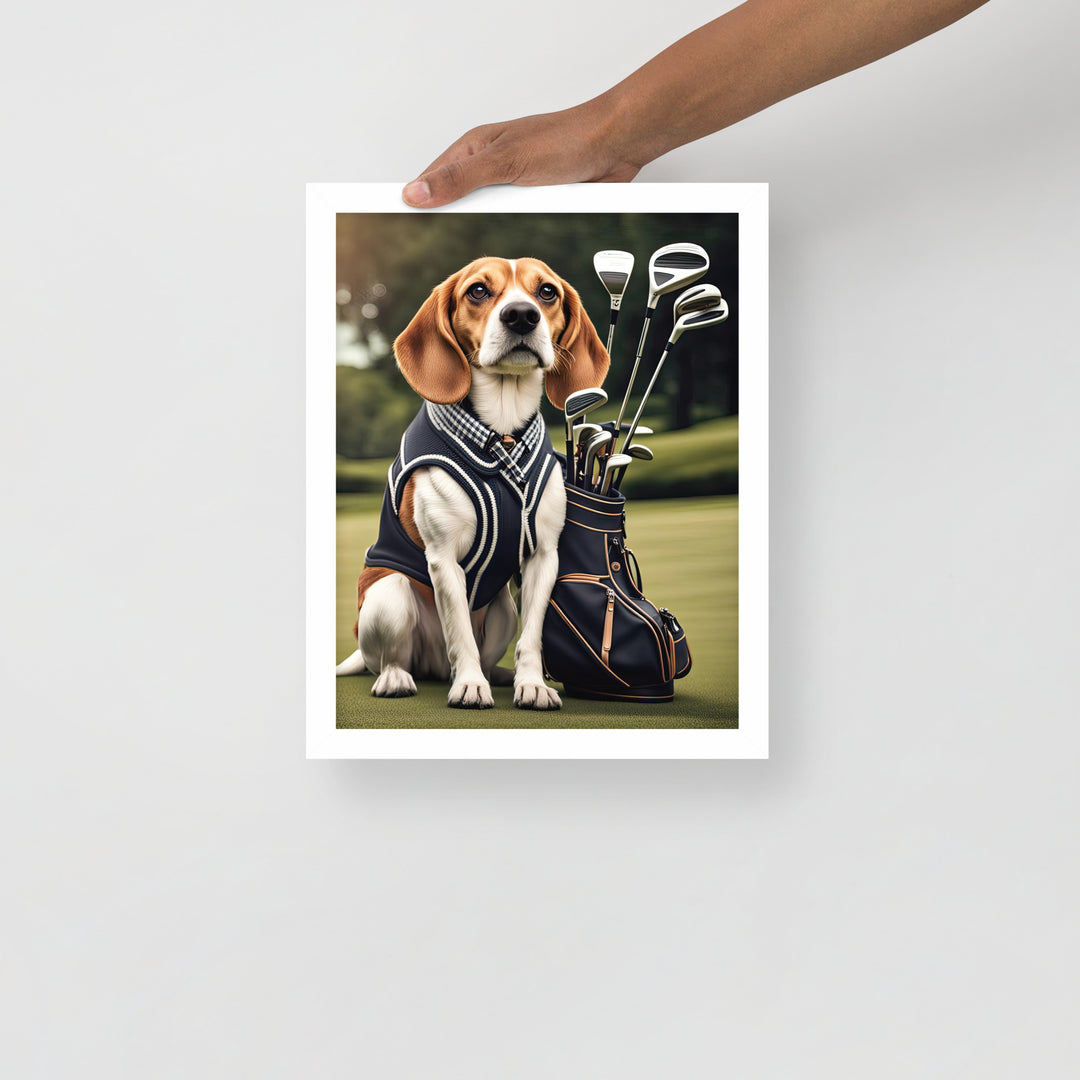 Beagle Golfer- Framed poster