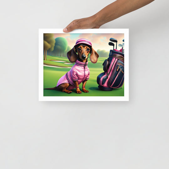 Dachshund Golfer- Framed poster v2