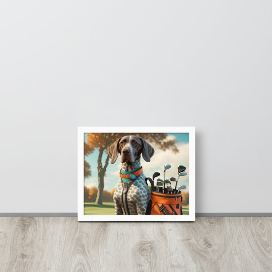 German Shorthaired Pointer Golfer- Framed poster