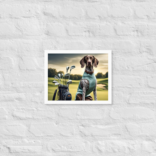 German Shorthaired Pointer Golfer- Framed poster v2