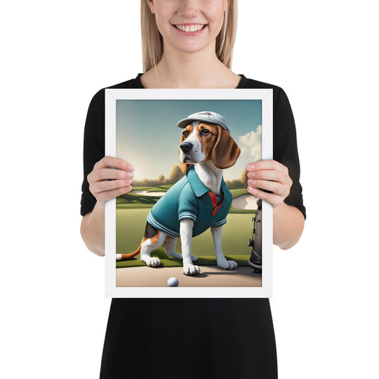 Beagle Golfer- Framed poster v2