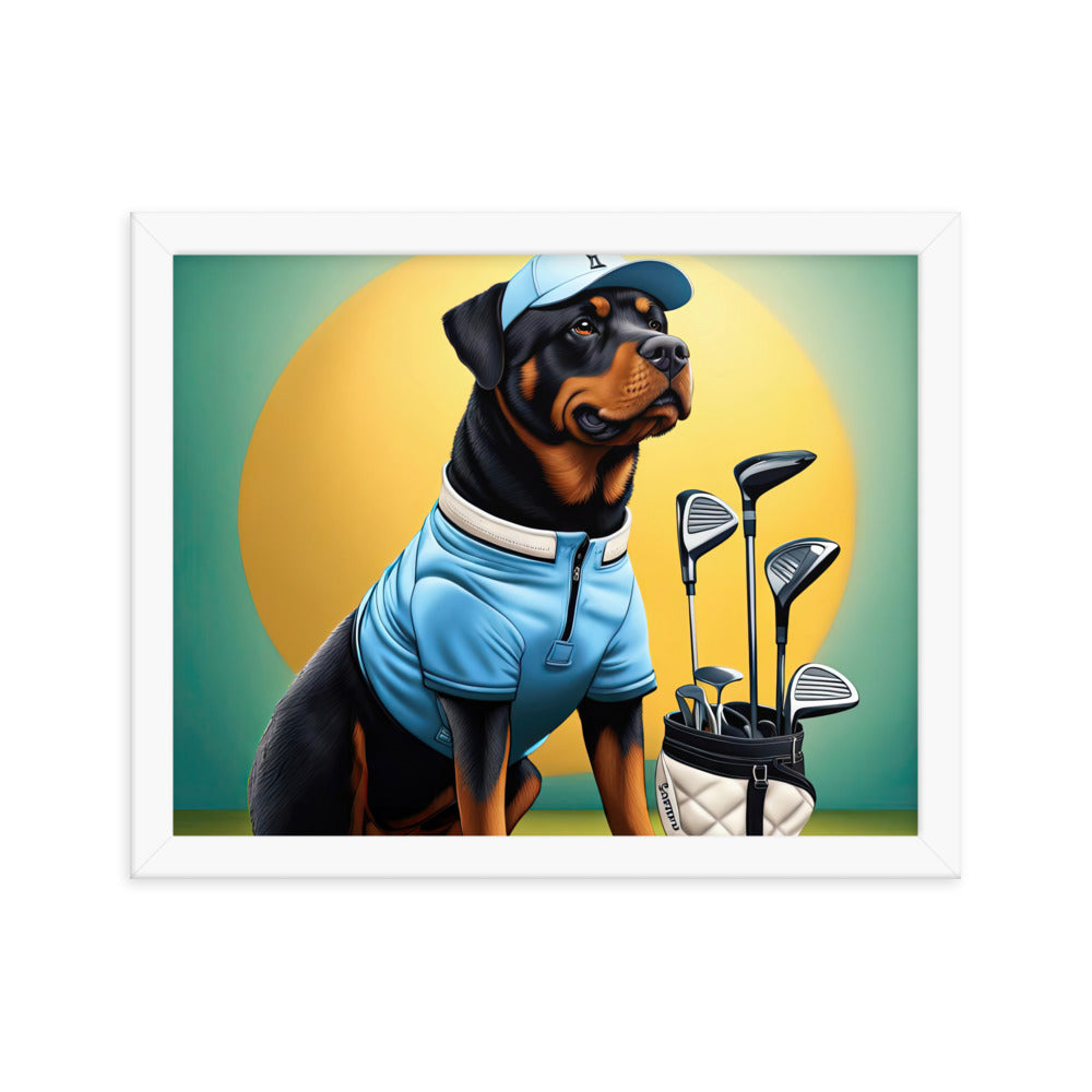 Rottweiler Golfer- Framed poster v2