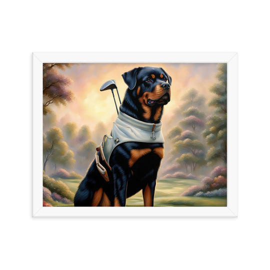 Rottweiler Golfer- Framed poster v3