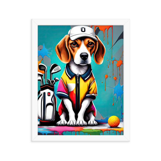 Beagle Golfer- Framed poster v4