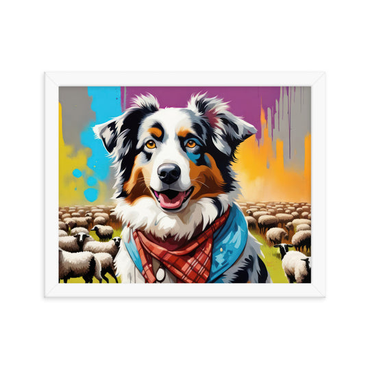 Australian Shepherd- Framed poster v3