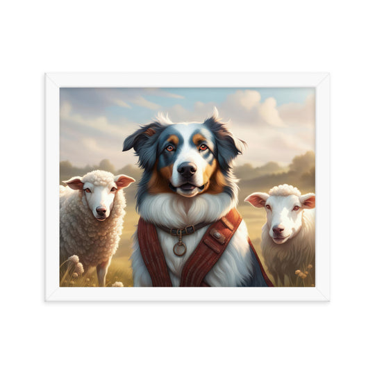 Australian Shepherd- Framed poster v4