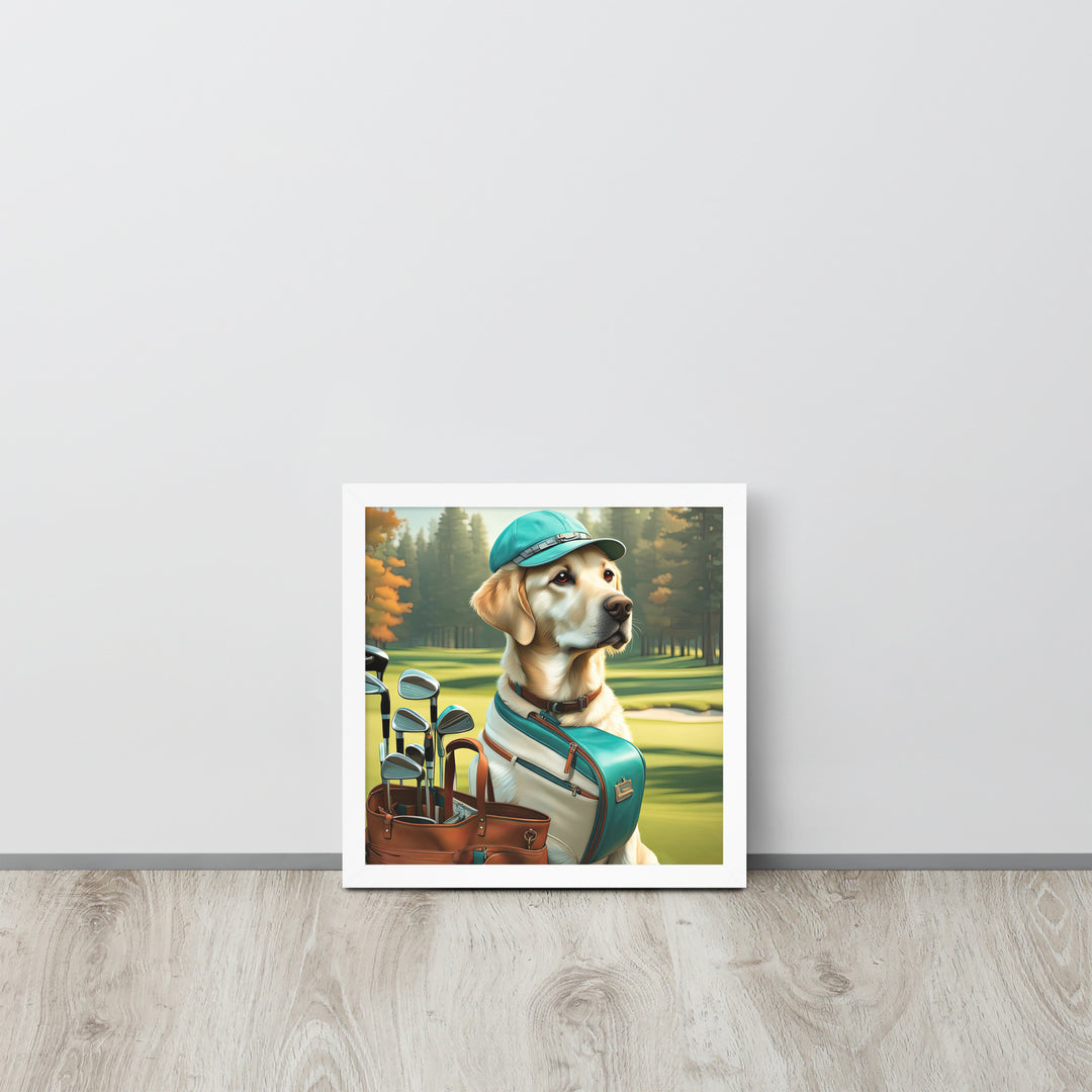 Framed poster-Labrador Retriever Golfer V10