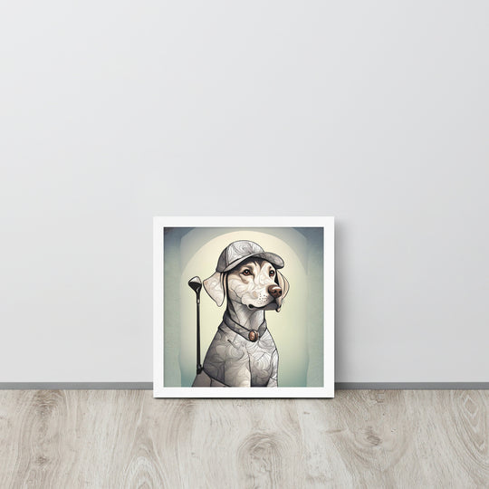 Framed poster-Labrador Retriever Golfer V22