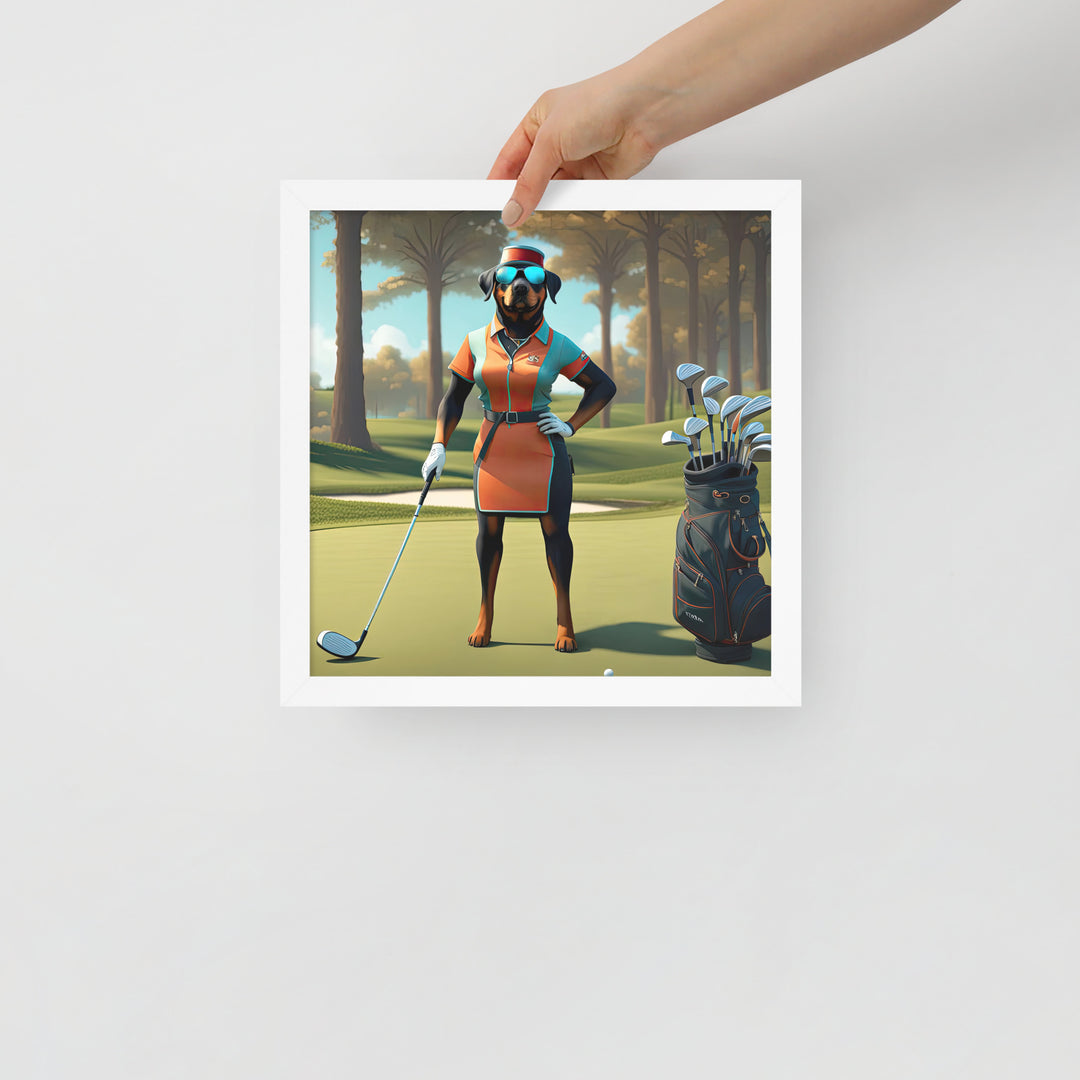 Rottweiler Golfer- Framed poster v4