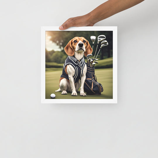 Beagle Golfer- Framed poster