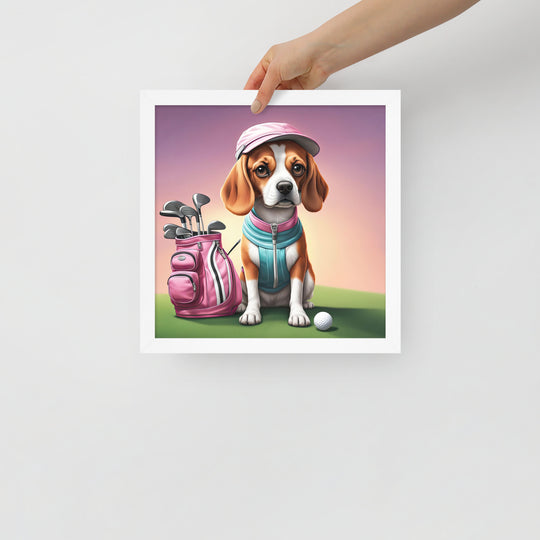 Beagle Golfer- Framed poster v3