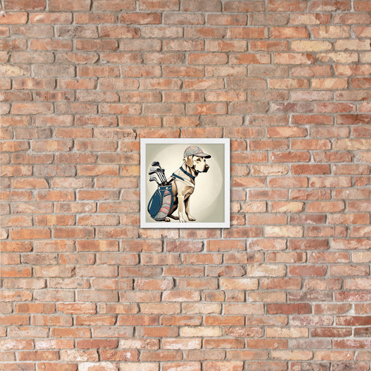 Framed poster-Labrador Retriever Golfer