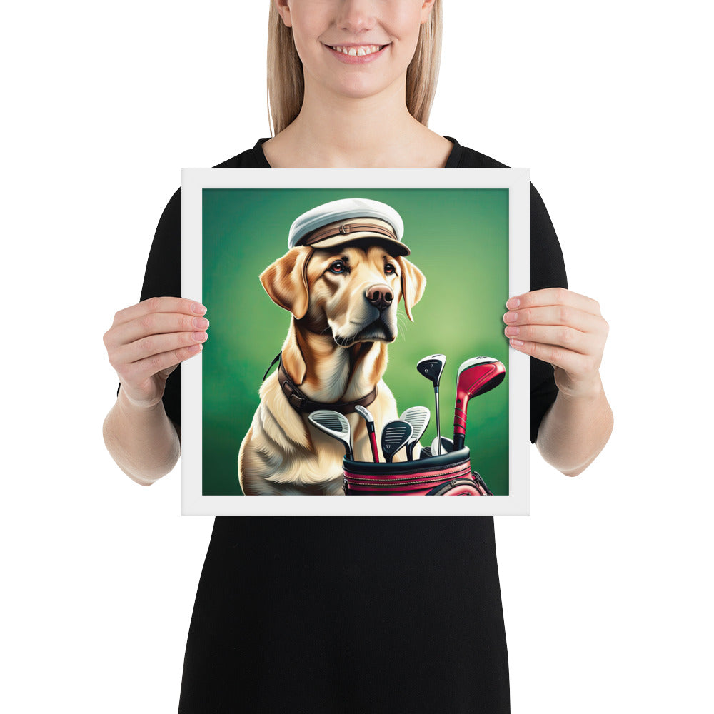 Framed poster-Labrador Retriever Golfer V3