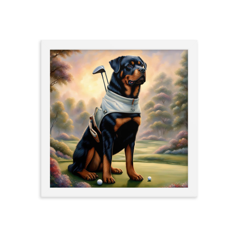 Rottweiler Golfer- Framed poster v3