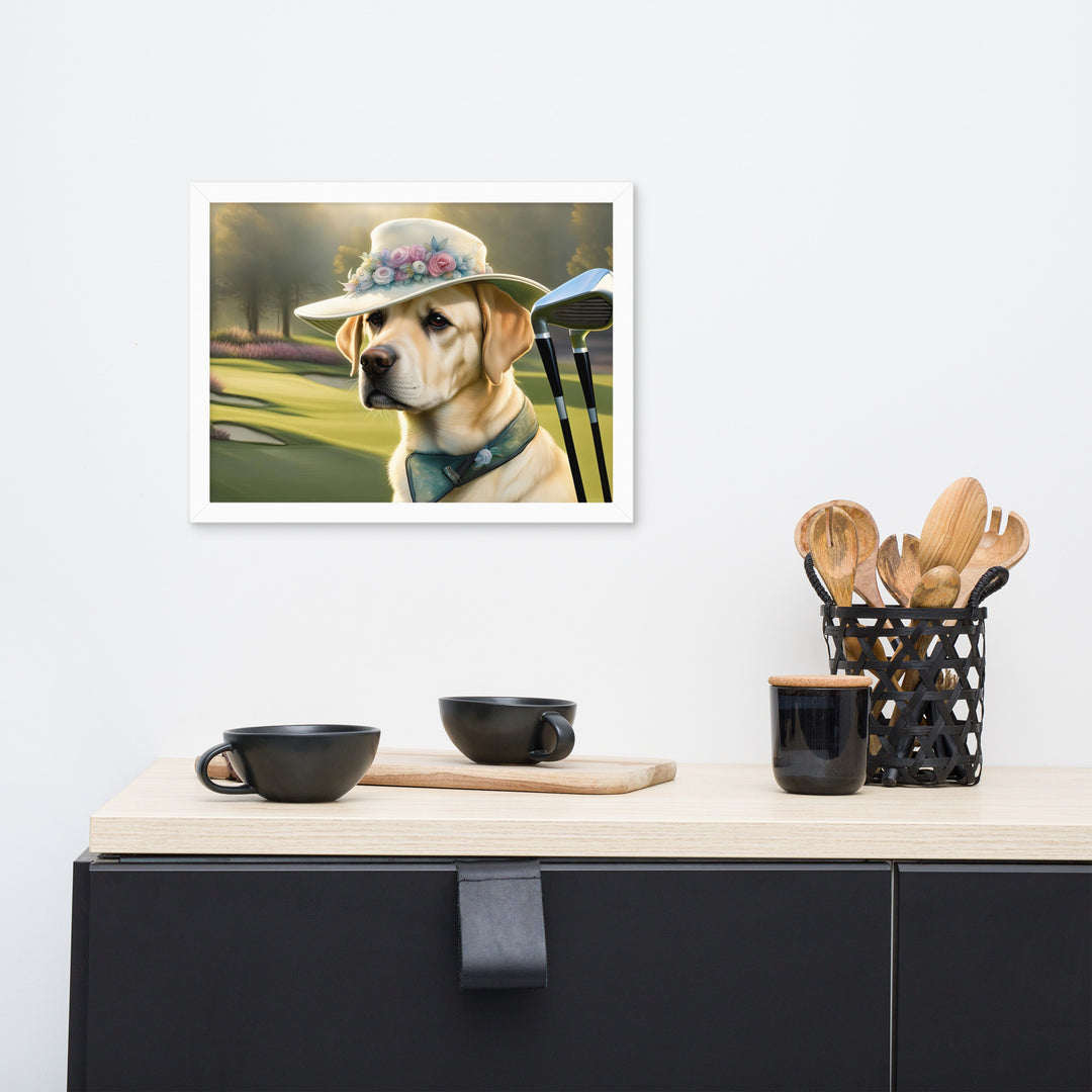 Framed poster-Labrador Retriever Golfer V5