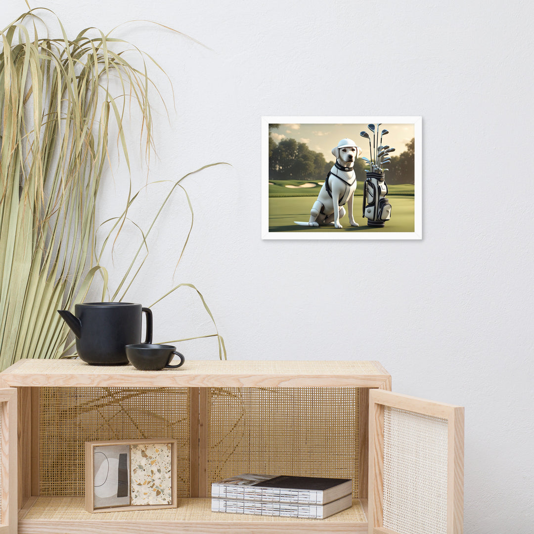 Framed poster-Labrador Retriever Golfer V6