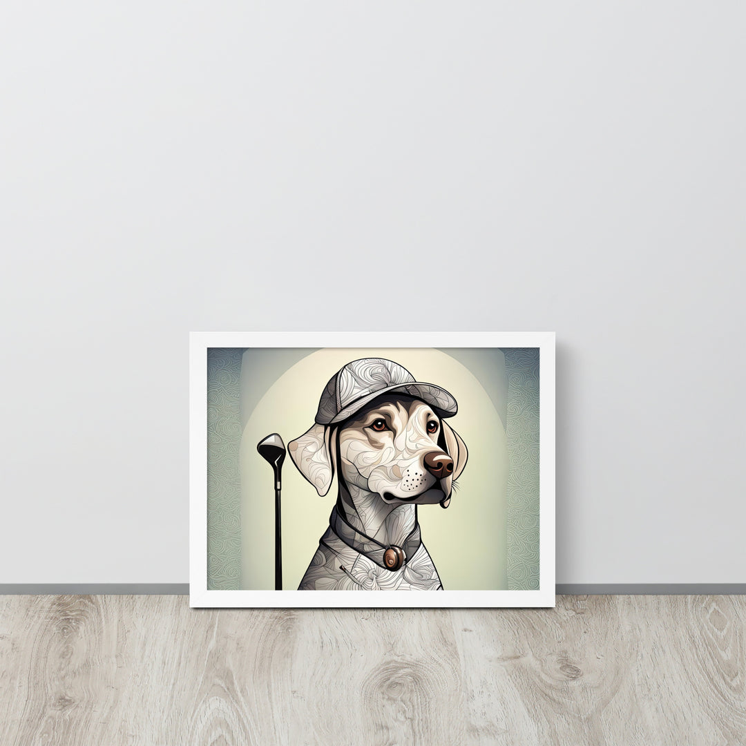 Framed poster-Labrador Retriever Golfer V22